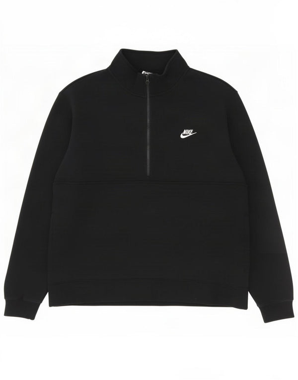 Felpa Nike Uomo con zip e collo maglione 2XL cotone nero