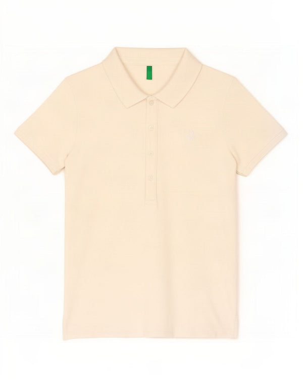 Polo da donna Benetton UK 14 grande cotone bianco
