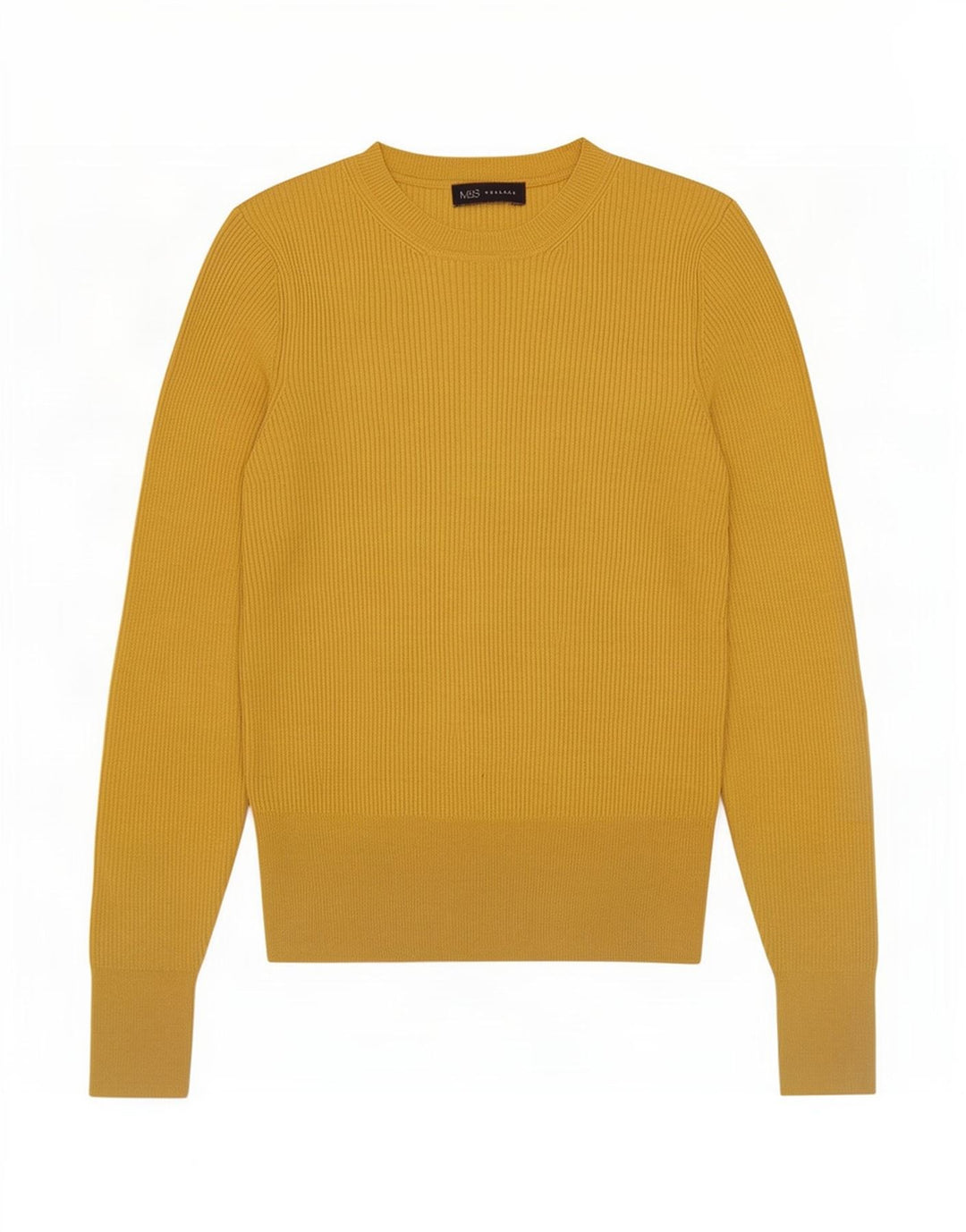 Maglione maglione girocollo da donna Marks & Spencer UK 12 Viscosa giallo medio