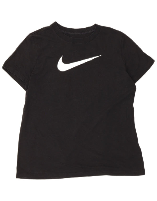 T-shirt grafica Nike Dri Fit da donna, taglia UK 14, cotone nero medio
