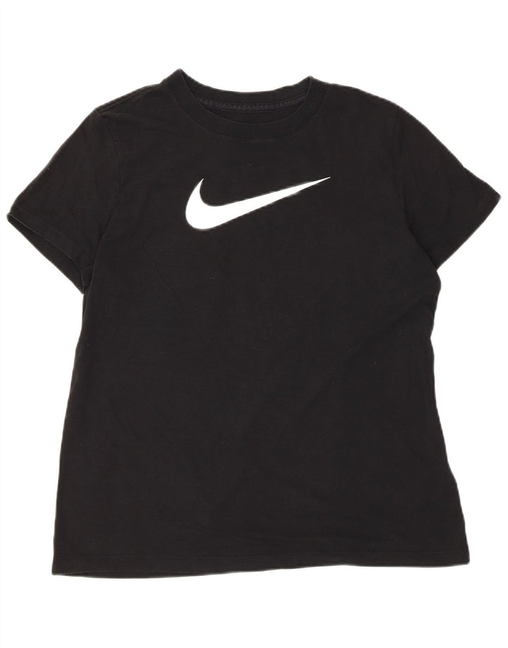 T-shirt grafica Nike Dri Fit da donna, taglia UK 14, cotone nero medio