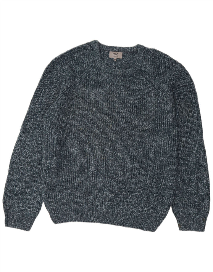 Maglione maglione girocollo da uomo Marks & Spencer 2XL Acrilico chiazzato blu