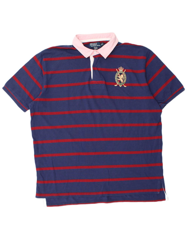 Polo Ralph Lauren da uomo, polo da rugby, 2XL, cotone a righe blu navy