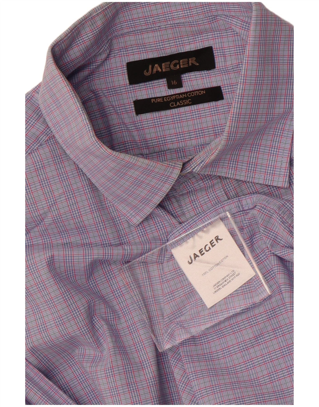 Camicia classica da uomo Jaeger taglia 16 grande cotone a quadri blu