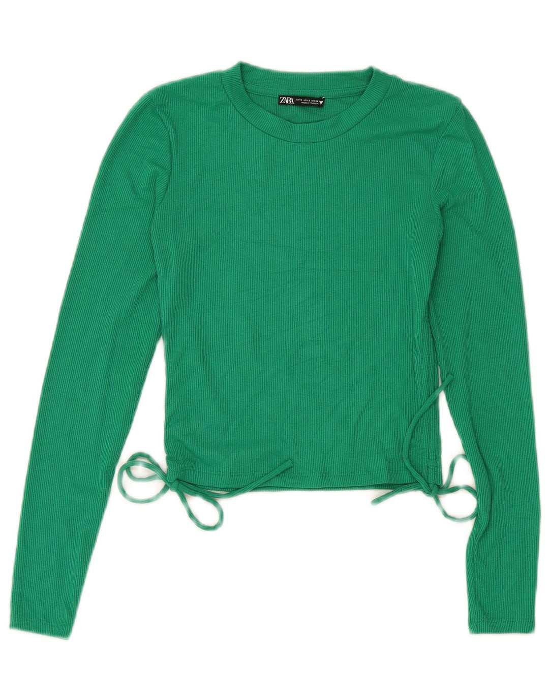 ZARA Womens Crop Top Long Sleeve UK 8 Small Green