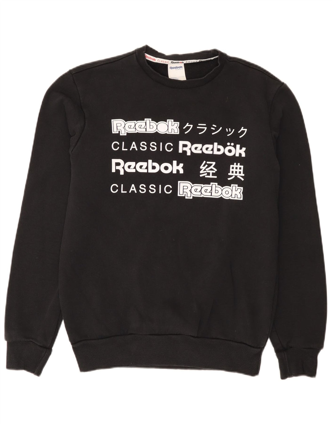 Felpa grafica da uomo Reebok Maglione piccolo in cotone nero