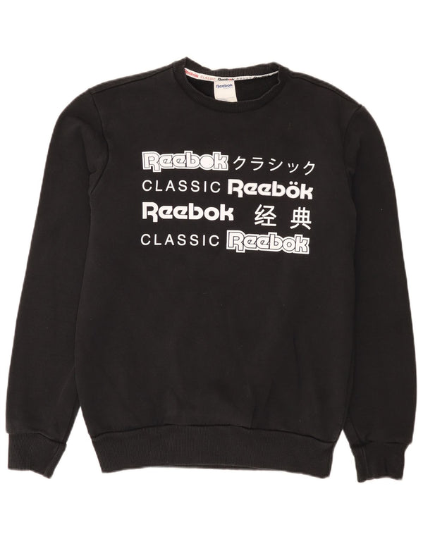 Felpa grafica da uomo Reebok Maglione piccolo in cotone nero