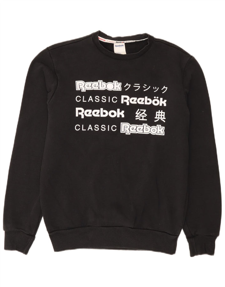 Felpa grafica da uomo Reebok Maglione piccolo in cotone nero