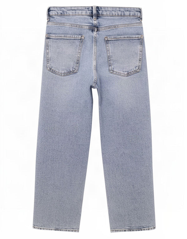 Jeans corti Marks & Spencer da donna a gamba larga UK 10 piccoli W28 L23 blu