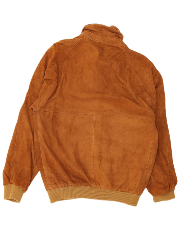 Giubbotto bomber in pelle scamosciata vintage da uomo UK 36 piccola pelle marrone