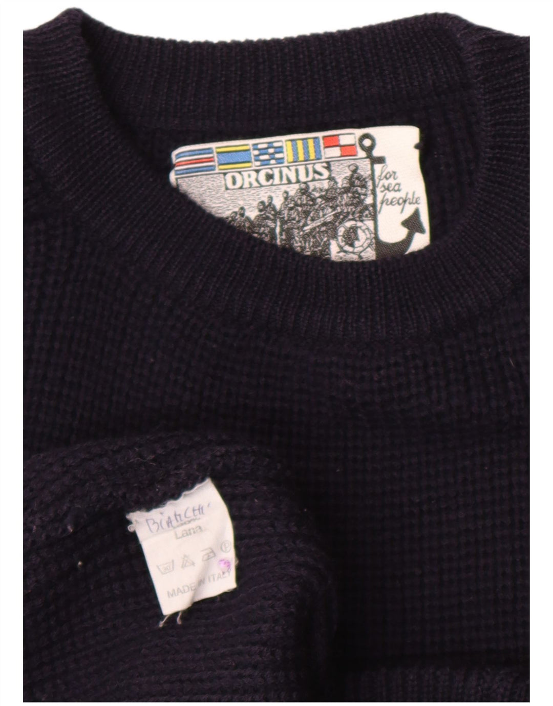 Maglione maglione girocollo da uomo Orcinus lana media blu navy