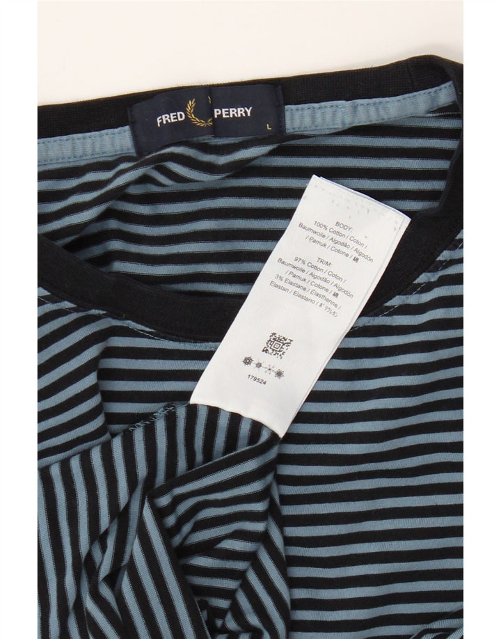 T-shirt da uomo Fred Perry Top grande in cotone a righe blu navy