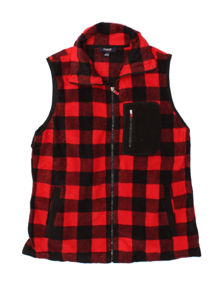 CHAPS Womens Fleece Gilet UK 16 Large Red Gingham Polyester Vintage Chaps and Second-Hand Chaps from Messina Hembry 