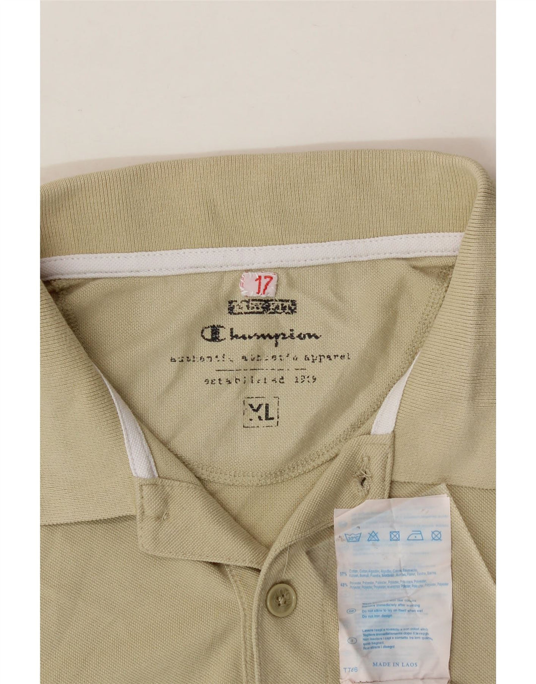 CHAMPION Mens Polo Shirt XL Beige Cotton Vintage Champion and Second-Hand Champion from Messina Hembry 