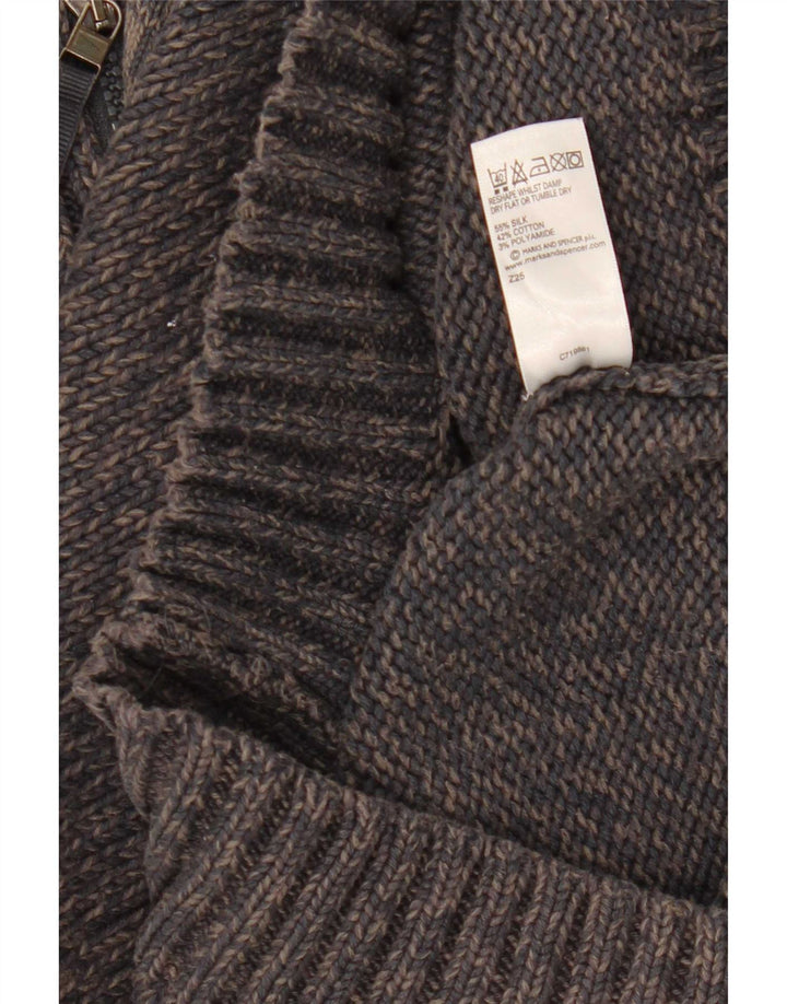 Maglione da uomo Marks & Spencer con zip e collo piccolo in seta screziata blu navy