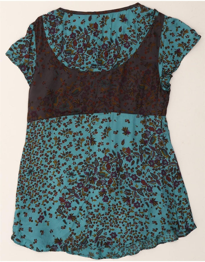 PENNY BLACK Womens Blouse Top UK 12 Medium Blue Floral Viscose Vintage Penny Black and Second-Hand Penny Black from Messina Hembry 