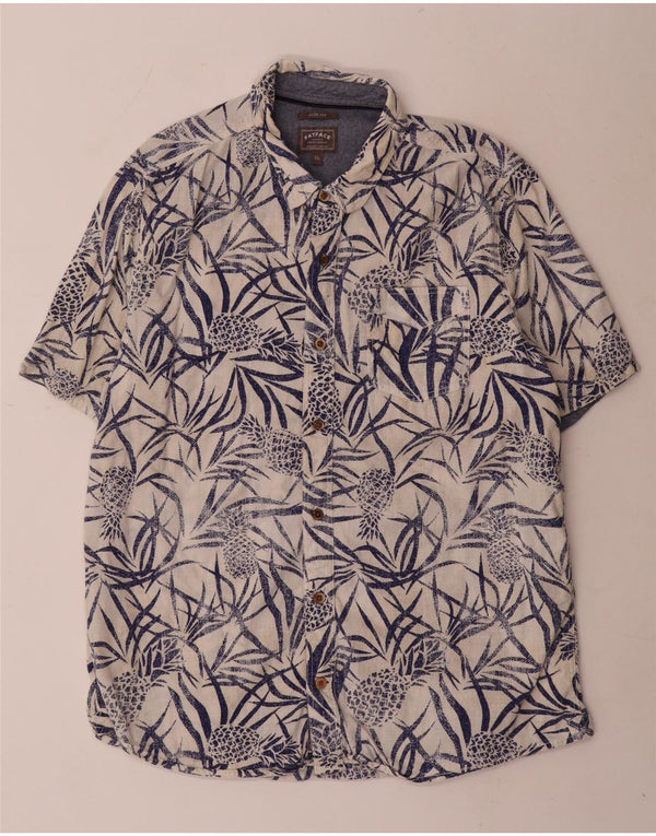 Camicia slim fit a maniche corte da uomo Fat Face XL in cotone floreale bianco