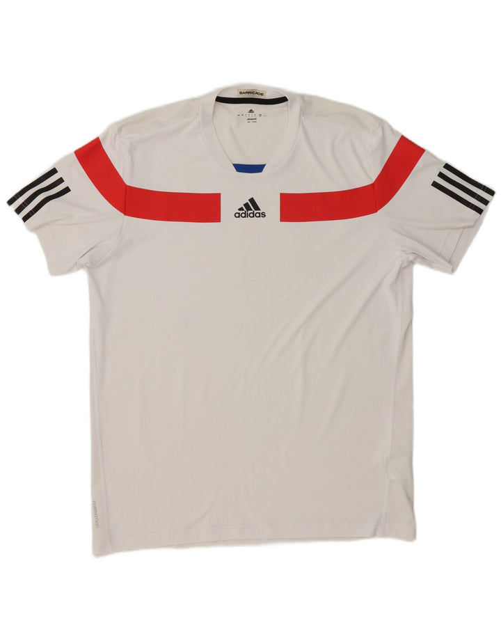 T-shirt grafica Adidas da uomo Climacool Top grande in poliestere color block bianco