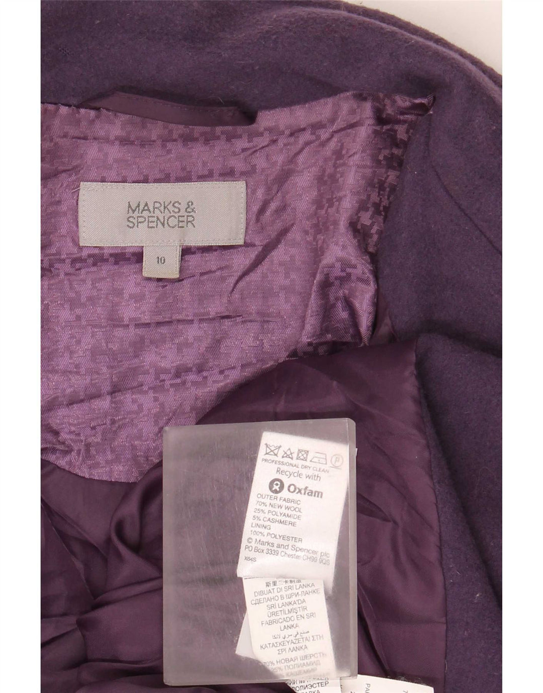 Soprabito oversize da donna Marks & Spencer UK 10 Small Purple New Wool