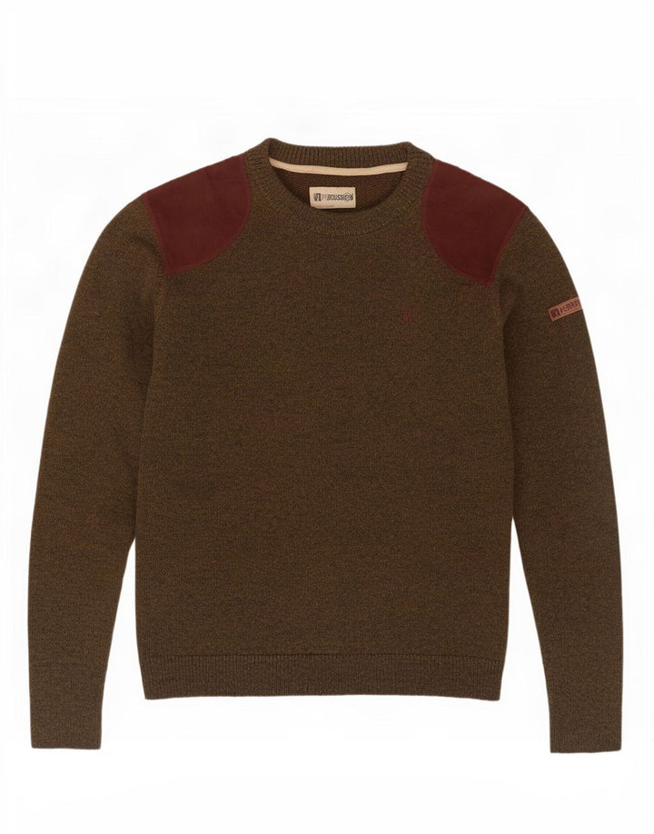 Maglione girocollo da uomo Percussion, grande, color kaki, in acrilico color block
