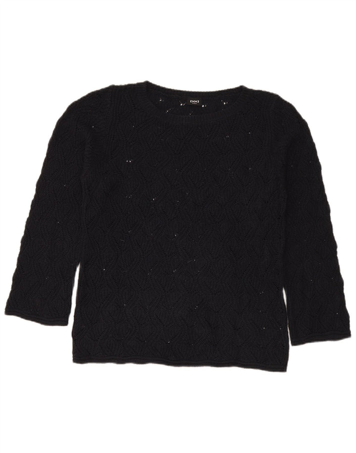 Maglione maglione con scollo a barca da donna Emme UK 14 medio nero