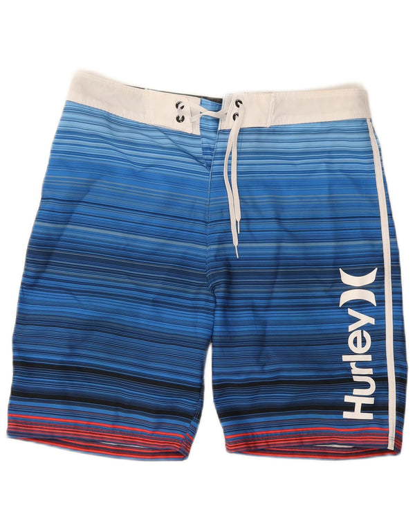 Pantaloncini da bagno grafici da uomo Hurley in poliestere gessato blu medio