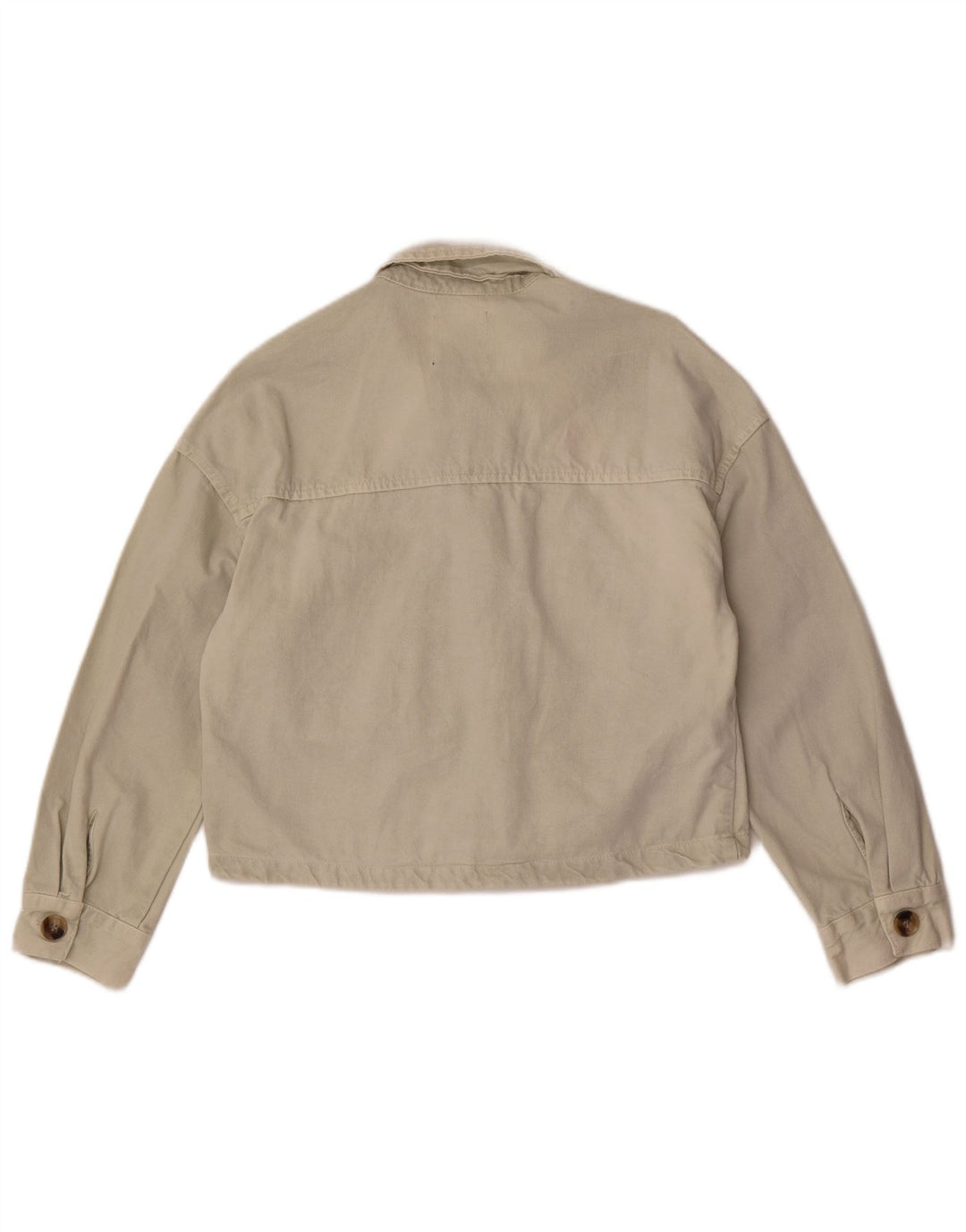 Giacca corta in denim da donna Zara UK 10 piccola in cotone bianco sporco