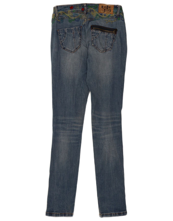 Jeans skinny grafici da donna Desigual W24 L31 cotone floreale blu