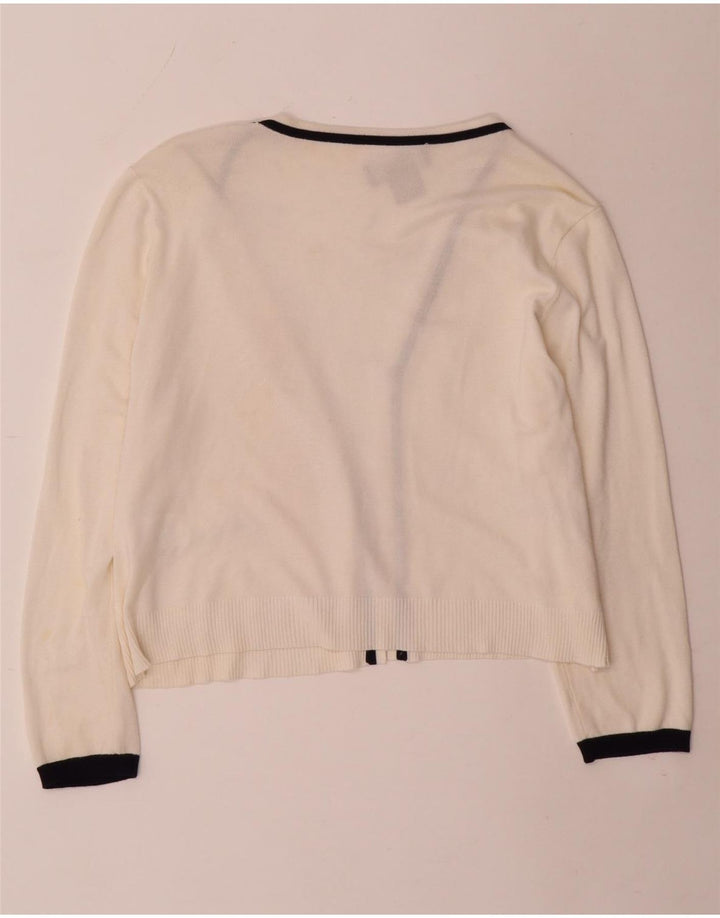 Maglione cardigan aperto da donna DKNY UK 16 grande rayon bianco