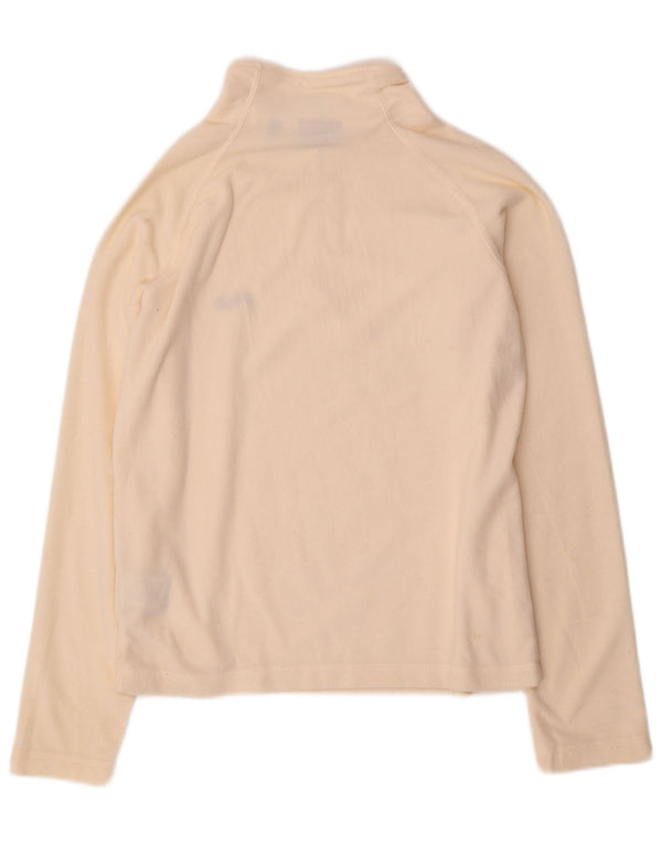 Maglione in pile da donna Fila con collo con zip UK 10 piccolo poliestere bianco sporco