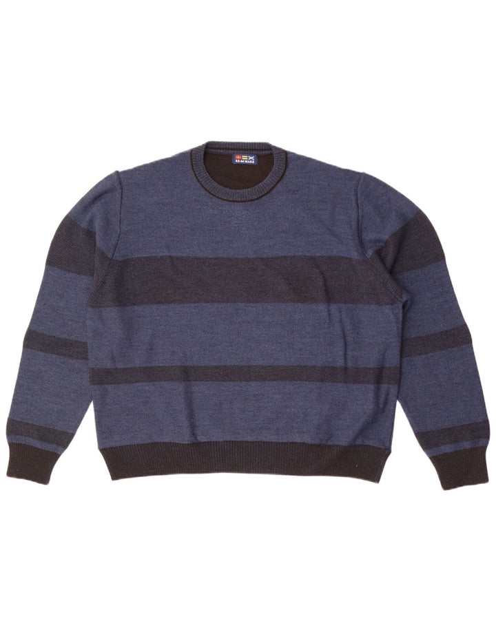 Maglione maglione girocollo da uomo Re Del Mare a righe grandi blu
