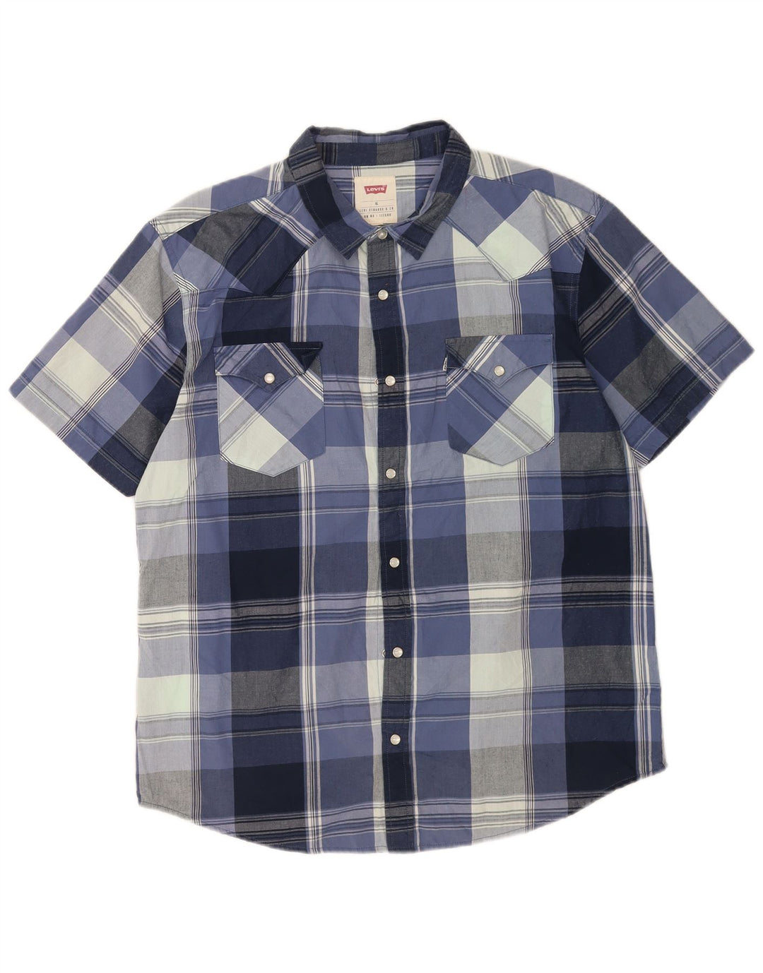 Camicia a maniche corte da uomo Levi's XL in cotone a quadri blu