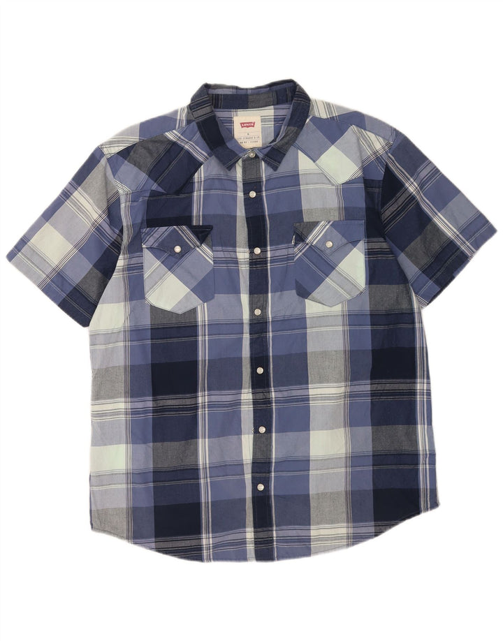Camicia a maniche corte da uomo Levi's XL in cotone a quadri blu