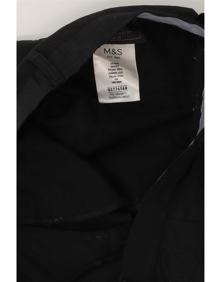 Pantaloni da abito vestibilità regolare da uomo Marks & Spencer W36 L31 lana grigia