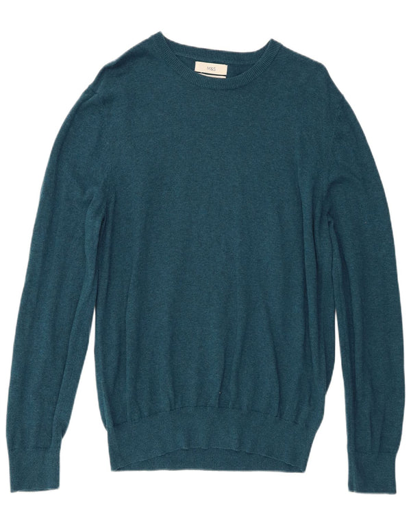 Maglione maglione girocollo da uomo Marks & Spencer grande cotone turchese