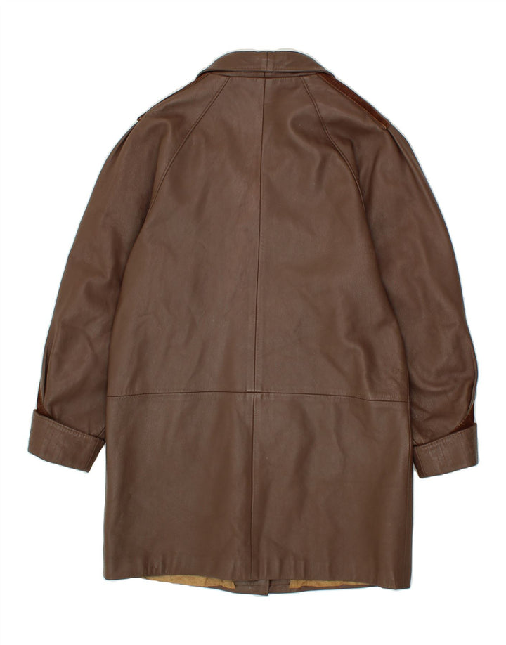 VINTAGE Womens Leather Coat IT 42 Medium Brown Leather Vintage Vintage and Second-Hand Vintage from Messina Hembry 