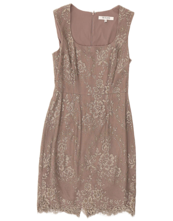 L.K. BENNETT Abito tubino senza maniche da donna UK 8 Piccolo nylon floreale viola