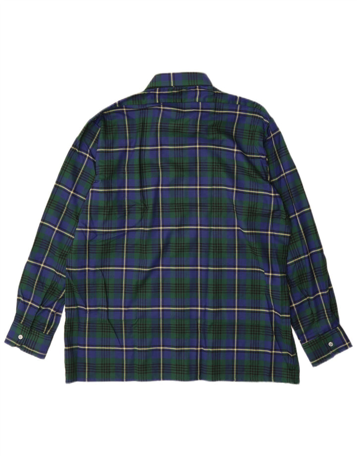 Camicia vintage da uomo in flanella taglia 43 XL in poliestere a quadri blu