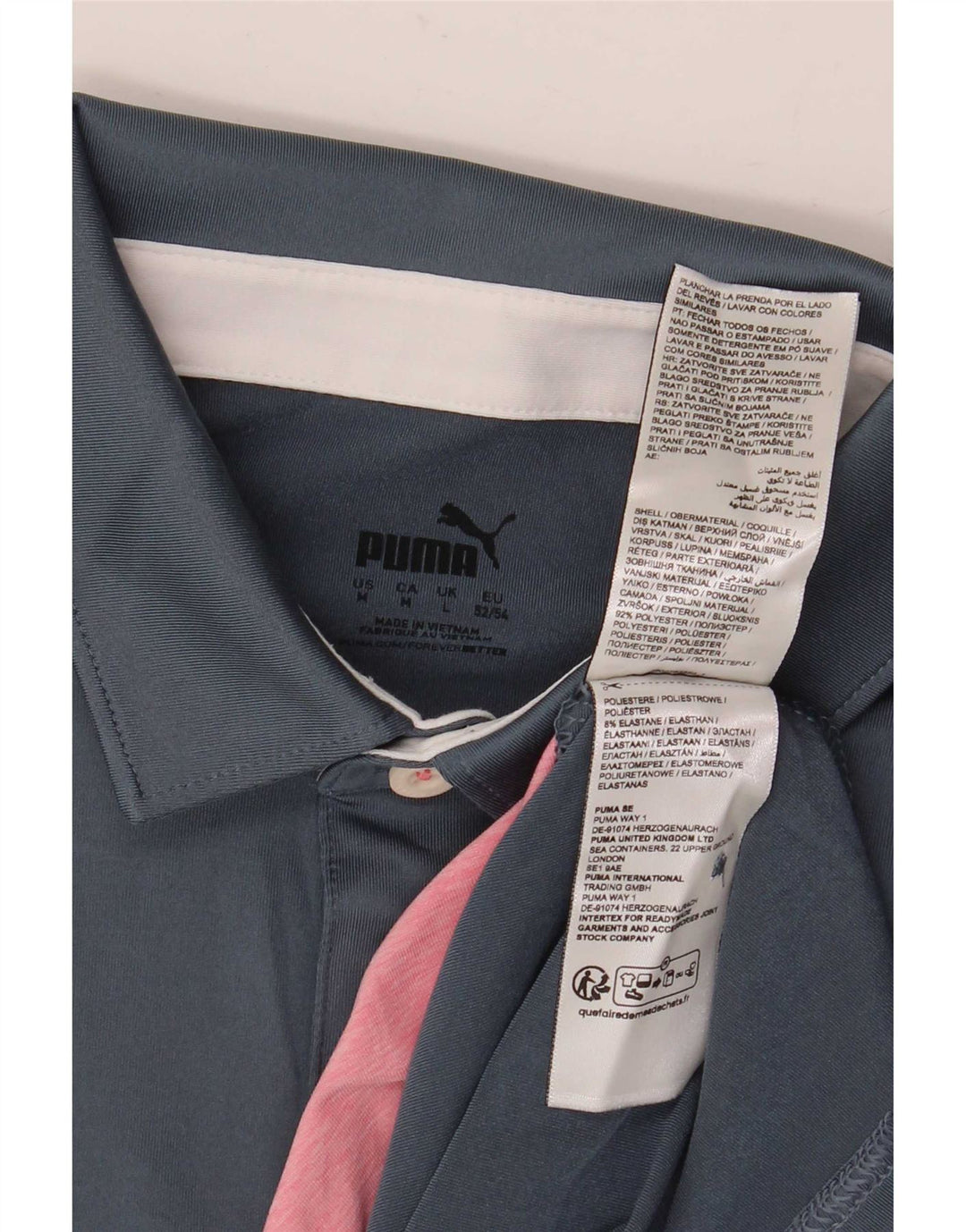 Polo da uomo Puma media in poliestere a righe blu navy