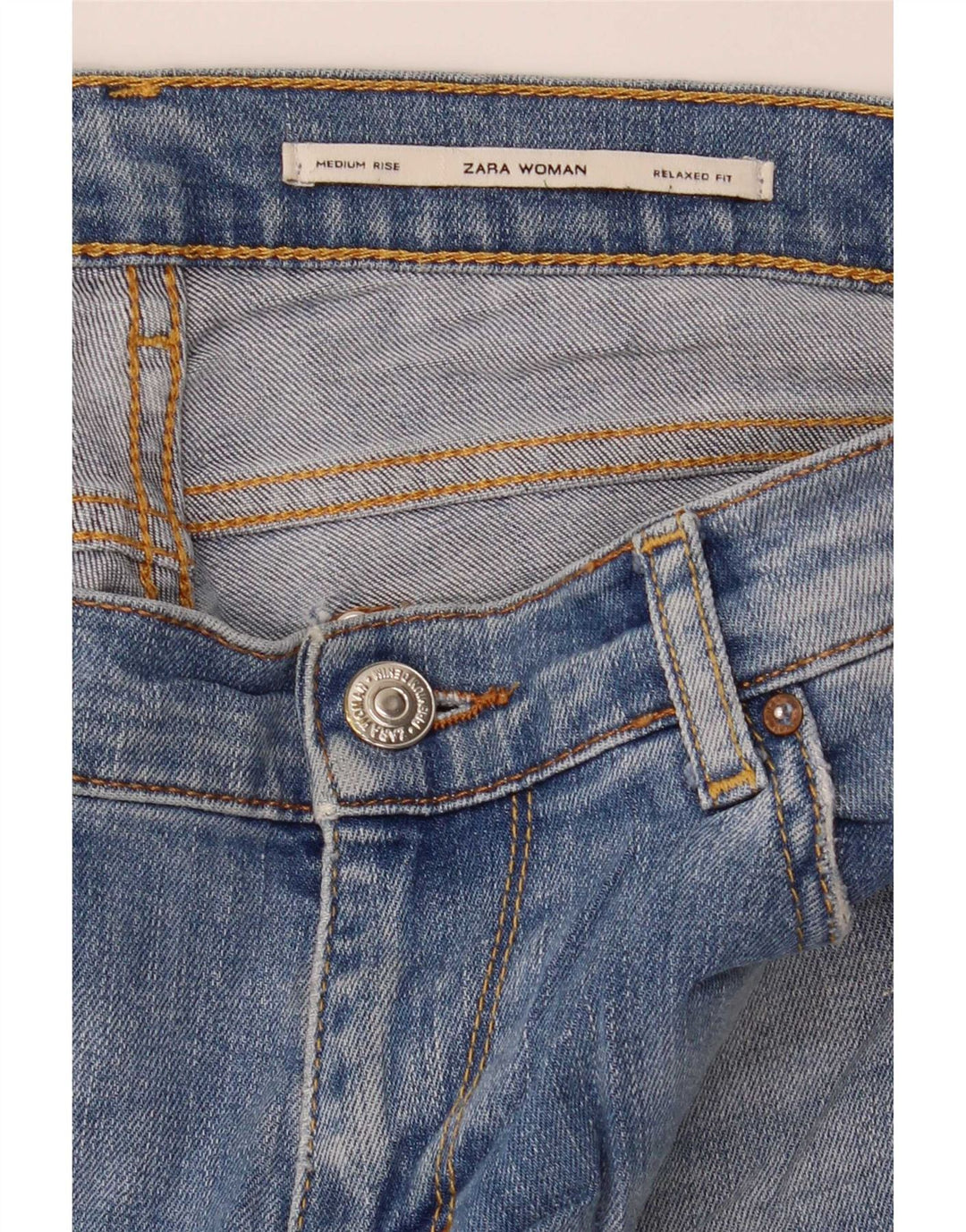 Pantaloncini di jeans Zara da donna a vita media, vestibilità rilassata, a vita media, medi, W30 blu
