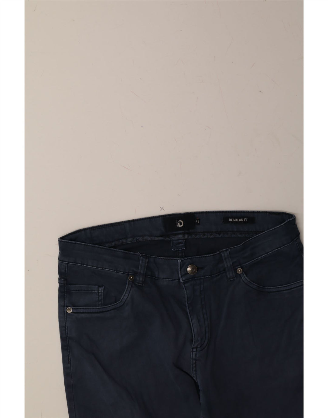 DACK'S Mens Straight Casual Trousers IT 48 Medium W32 L33 Navy Blue Cotton Vintage Dack's and Second-Hand Dack's from Messina Hembry 