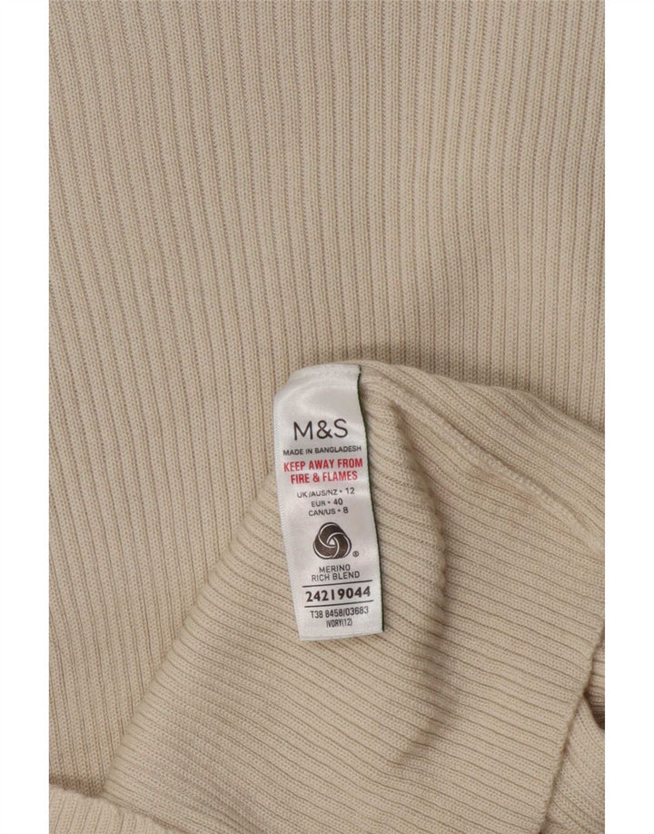 Maglione maglione a collo alto da donna Marks & Spencer UK 12 Lana beige medio