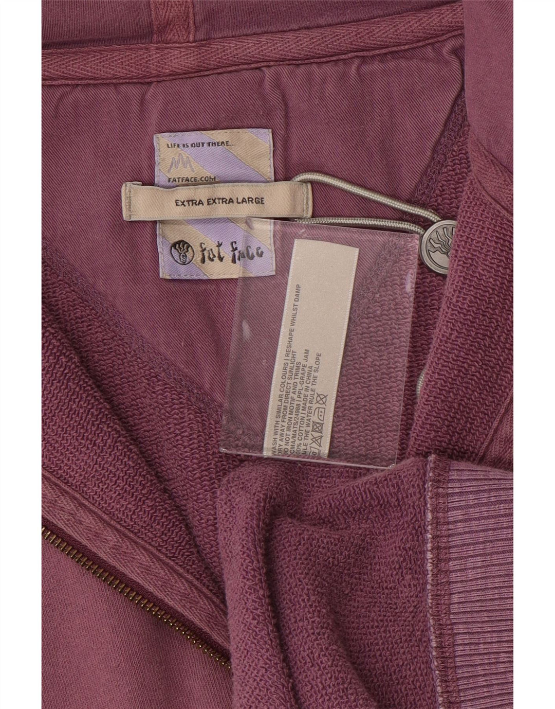 Maglione con cappuccio e zip da uomo FAT FACE 2XL in cotone viola