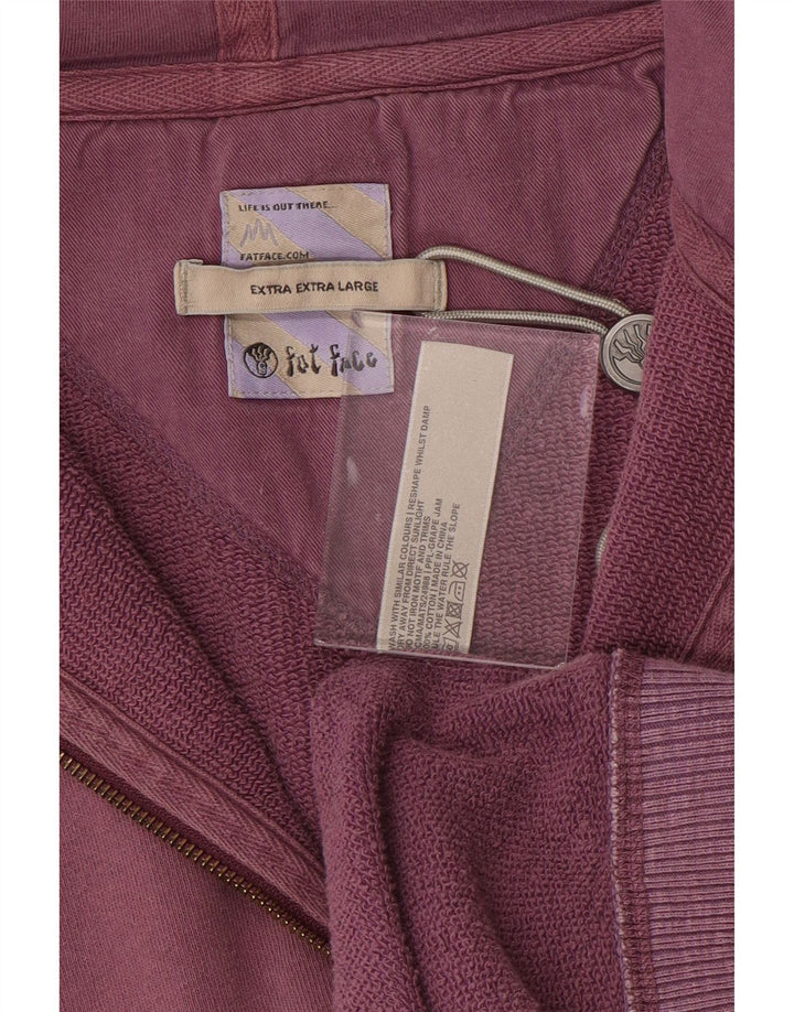 Maglione con cappuccio e zip da uomo FAT FACE 2XL in cotone viola