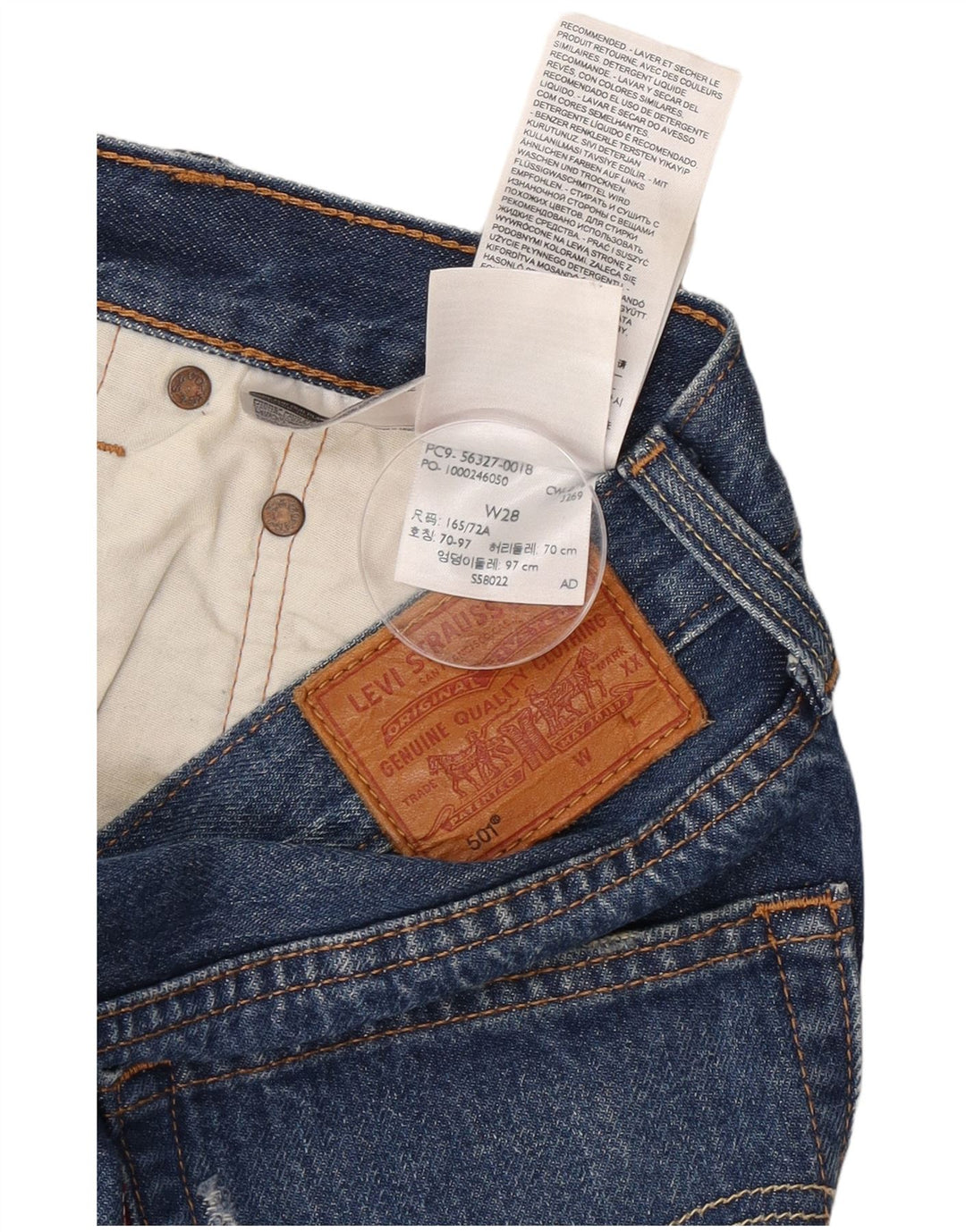 Pantaloncini Levi's da donna 501 in denim invecchiato W28 cotone blu medio