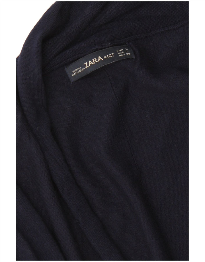Maglione cardigan aperto da donna Zara UK 14 grande blu navy