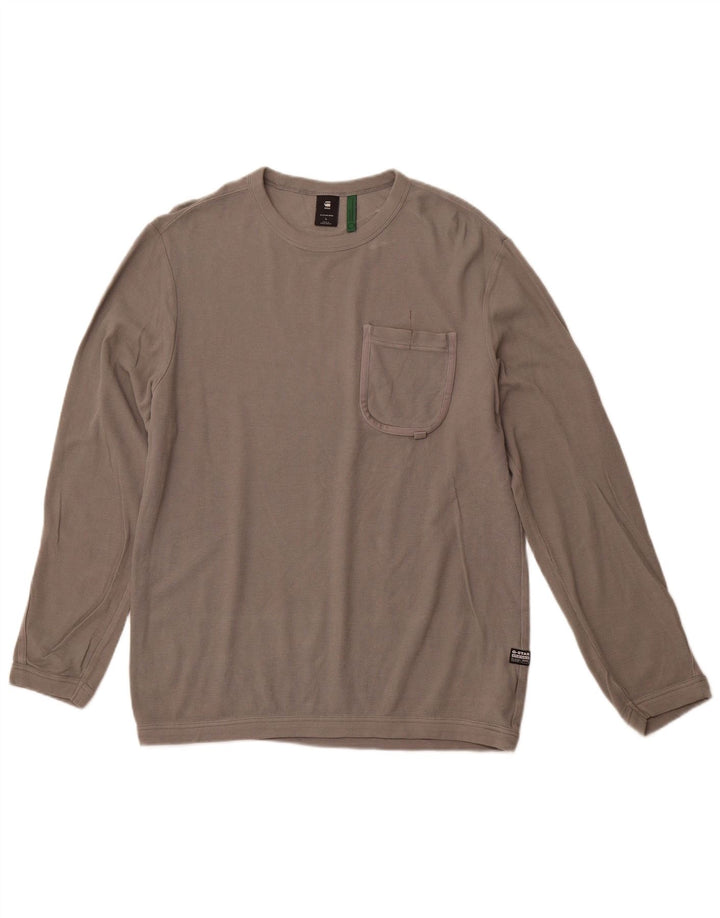 G-STAR Top da uomo a maniche lunghe in cotone grigio grande
