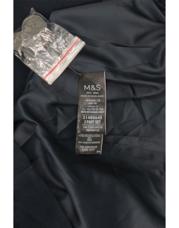 Trench da donna Marks & Spencer UK 12 medio cotone blu navy