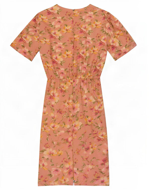 Abito tubino da donna Jean Paul UK 14 rosa medio floreale