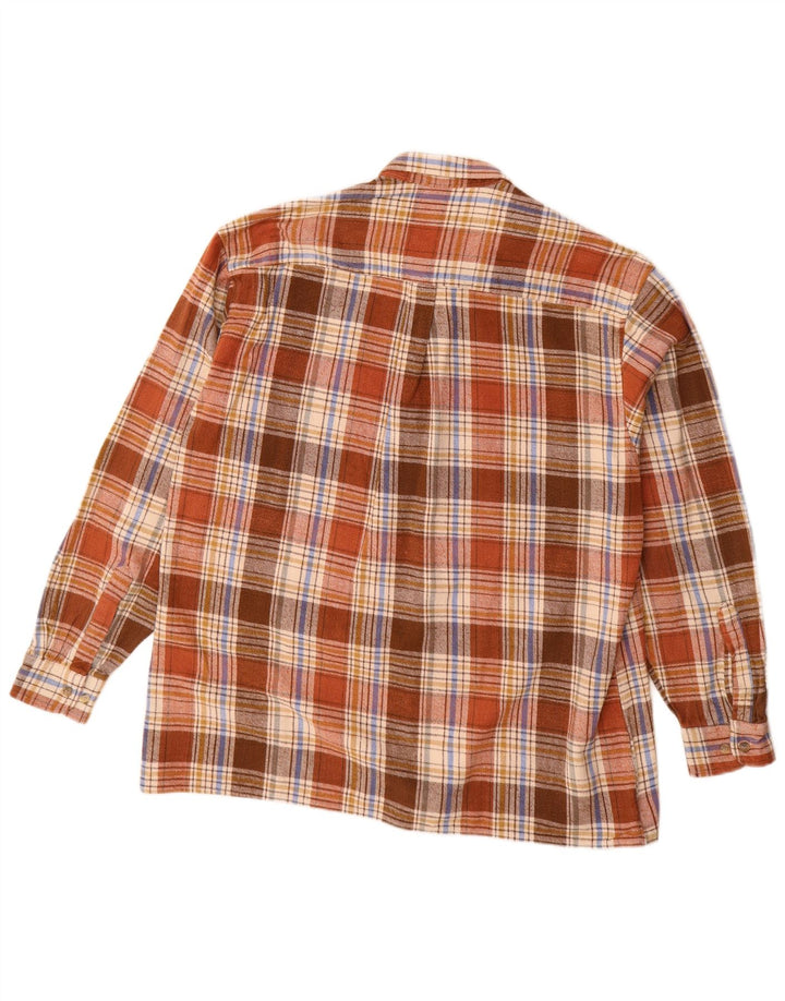 Camicia di flanella da uomo Cajun taglia 42 grande cotone a quadri marrone